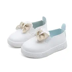 Обувь для маленьких девочек; нескользящая Повседневная прогулочная обувь с бантом; Дизайнерские кроссовки с мягкой подошвой; обувь для