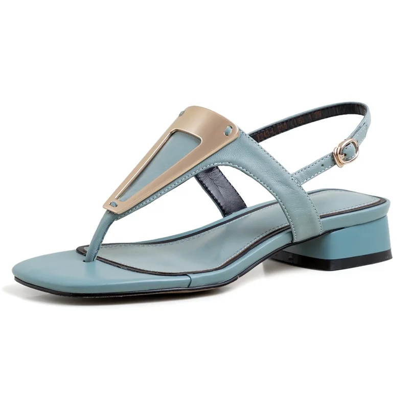 

new brand genuine leather women summer shoes newsquare low heels platform blue beige woman dress party casual shoes size 34-40