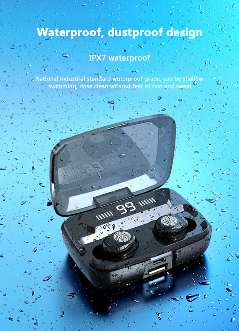 TWS Bluetooth 5,0 наушники беспроводные наушники 6D стерео IPX7 водонепроницаемые наушники с 3500 мАч Charing чехол светодиодный дисплей Bluetoo
