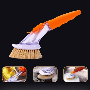 

Kitchen Cleaning Brush With Non-slip Silicone Handle And Replacement Sponge Head Dish Brush Pot Scrubber Cleaner Cleaning Tools
