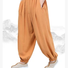 Осень и весна хлопок и лен буддизм дзен брюки шаолин монах Кунг блумеры для кунг-фу Будда леи медитация брюки