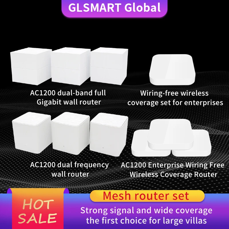 Сетчатый маршрутизатор GLVISION AC1200M с большим покрытием для дома сетчатая Wi-Fi