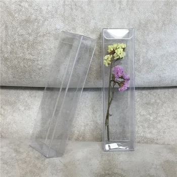 

10pcs/lot Long Clear PVC new Box Flower Packaging Transparent Display Boxes Jewelry Cake Gift box 3x4x16cm