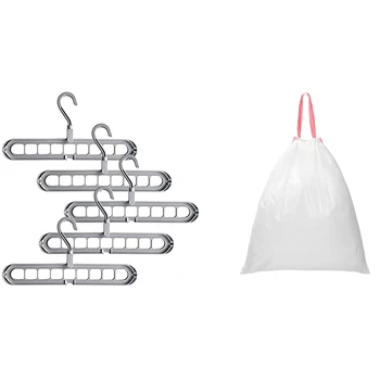 

5x ic Hangers Organizer,Rotate Anti Skid Hanger & 10 Rolls Home Kitchen Bathroom Thick Plastic Drawstring Trash Bag