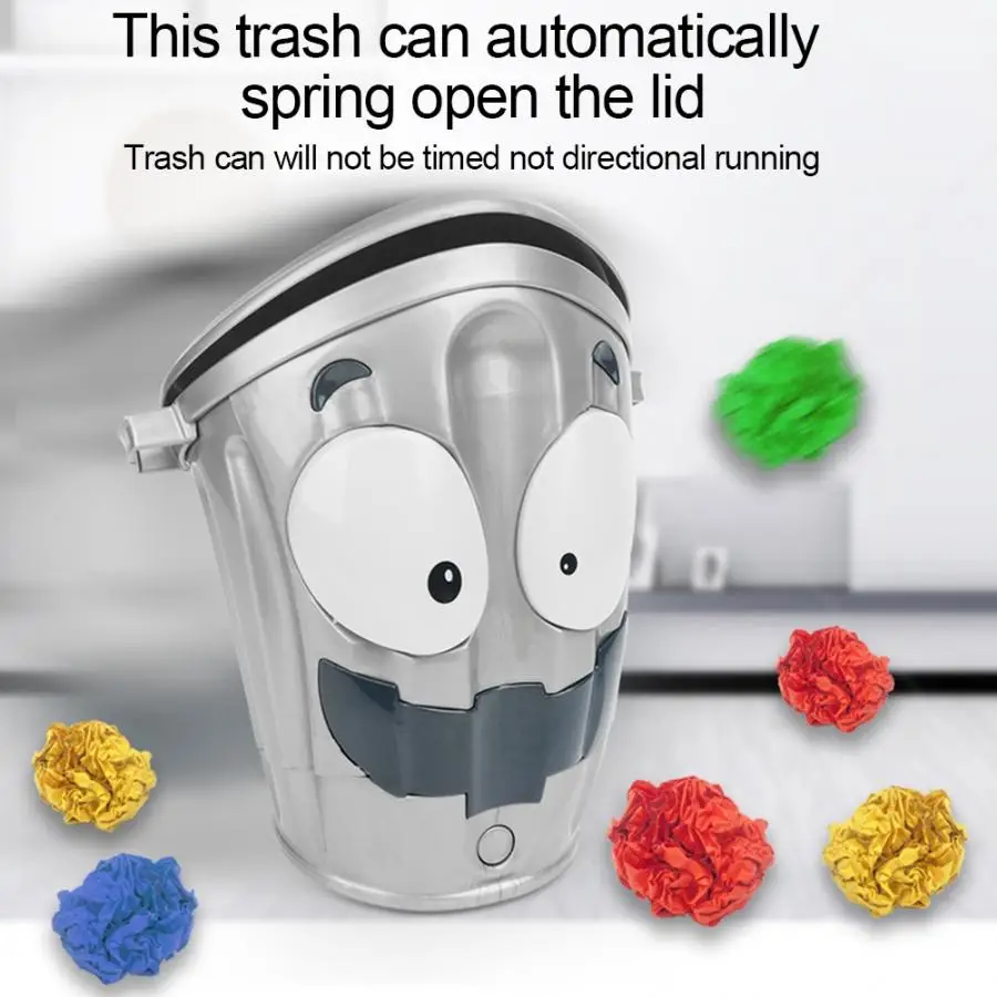 Indoor Electric Crazy Moving Trash Can Running Trash Can Paper Throw Toys Fun Decompression Toy Joke Toy