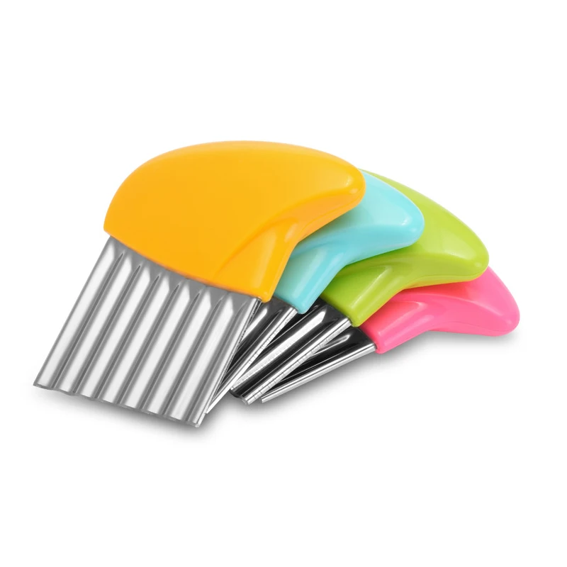 French Fry Slicer Cutting Tool Potato Chips Cutter Fruit Vegetable Wavy Chopper Knife Stainless Steel Kitchen Carrot Shredders