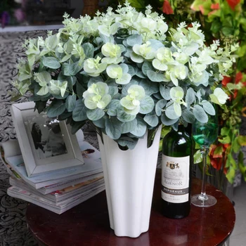 

16 Heads Artificial Fake Leaf Eucalyptus Leave bouquet Silk Artificial Leaves Home Decoration DIY Flower Plant Faux Foliage