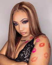 Uwigs 28 30 pulgadas #4/27 destacar de pelucas de cabello humano 13x4 Ombre hueso recto peluca con malla frontal pelucas de cabello humano para las mujeres negras