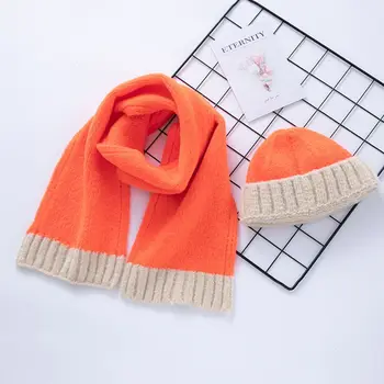 

Winter Warm Baby Beanie Hat Scarf Set Fashion Wild 2-color Knit Children Scarves K1MA
