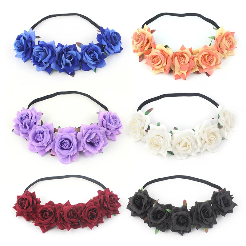 MO-OD вечерние 7 см свадебные вечерние эластичные повязки для волос имитация цветка головной убор фланелевый Розовый венок Свадебный декор 10 цветов