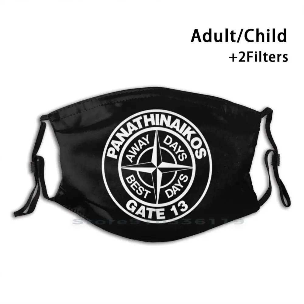 

Panathinaikos Gate 13 On Tour , Away Days Are The Best Days Print Reusable Mask Pm2.5 Filter Face Mask Kids Panathinaikos