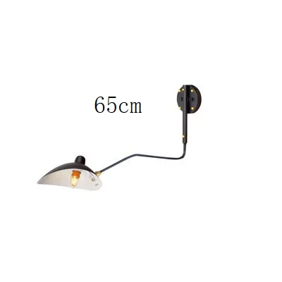 Индивидуальный дизайнерский настенный светильник в скандинавском стиле, креативные ретро настенные лампы для гостиной, винтажный Лофт настенный светильник, настенный светильник ing - Цвет абажура: 1Arm Black  65cm
