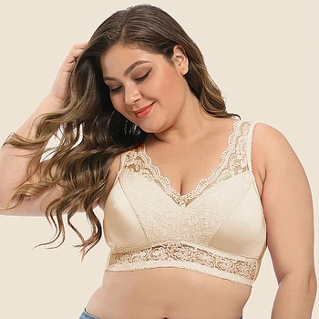 

Women's Sheer Lace Padded Full Coverage Wire Free Support Plus Size Minimizer Bra Xs-3xl White Red Pink Skin