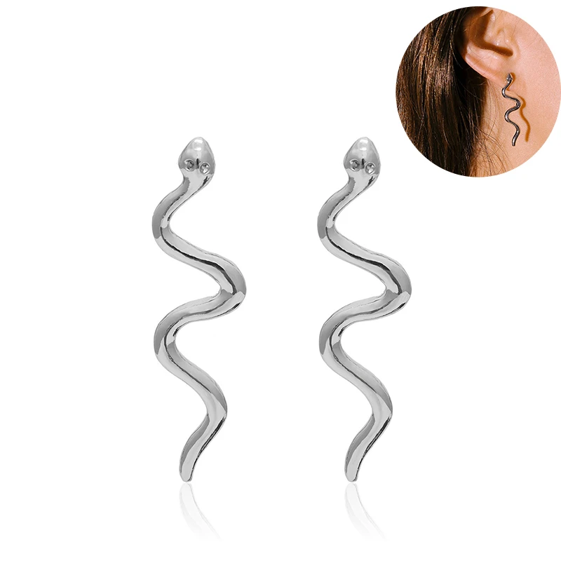 E2214-2-Earrings Youvanic персонализированные тонкие цепи ожерелье с медальоном в виде змеи для женщин панк ключицы колье ожерелье шеи воротник модные украшения 2405 - Окраска металла: E2214-2-Earrings