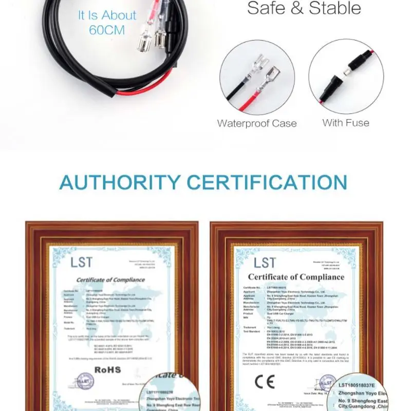 12 В 24 в Dual USB 5 В 2.1A автомобильное зарядное устройство адаптер с выключателем питания кабель для автомобиля лодки морского грузовика мотоцикла кемпера транспортных средств