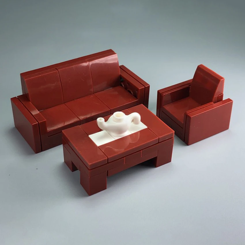 New Legoinglys Furniture MOC American Sofa Desk Table Building Blocks MOC Home Figures Accessories Bricks Sets DIY Kids Toys (2)