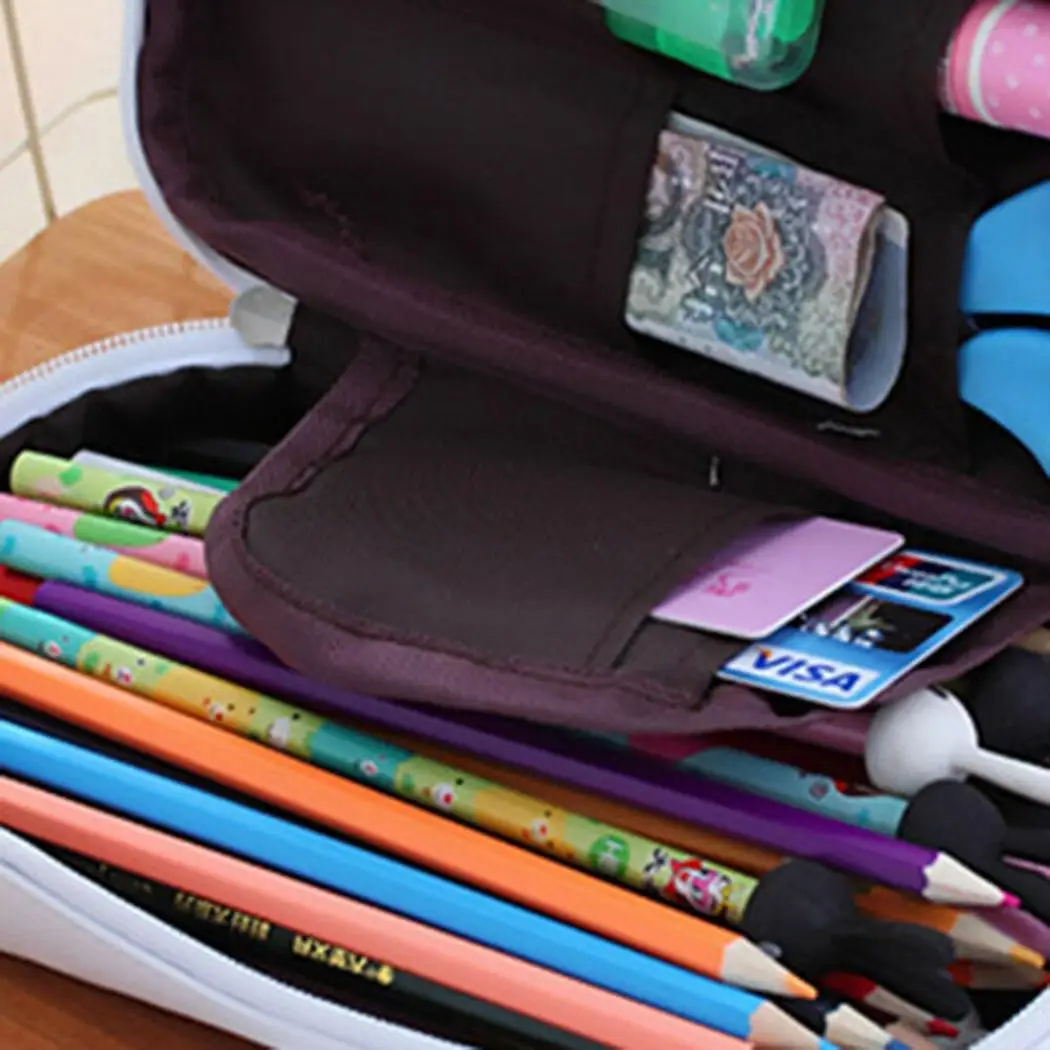 PU Pencil Bag Portable Multi-function Large Capacity Student Stationery Box Zipper Pen Case Pencils Pouch Pens Storage Pack