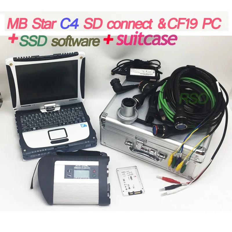 Wi-Fi MB STAR C4 V12/ новейшее программное обеспечение готов к работе в ноутбуке CF19 PC для MB автомобильное Сканирование диагностический инструмент Заводской магазин - Цвет: C4 SSD CF19 case