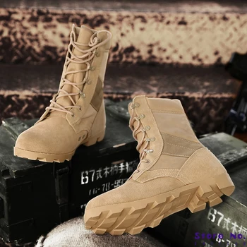 

Army Boots Military Men Tactical Military Boots Black Khaki Military Desert Boots Men Rubber Mid-Calf Combat Shoes Men Size 45