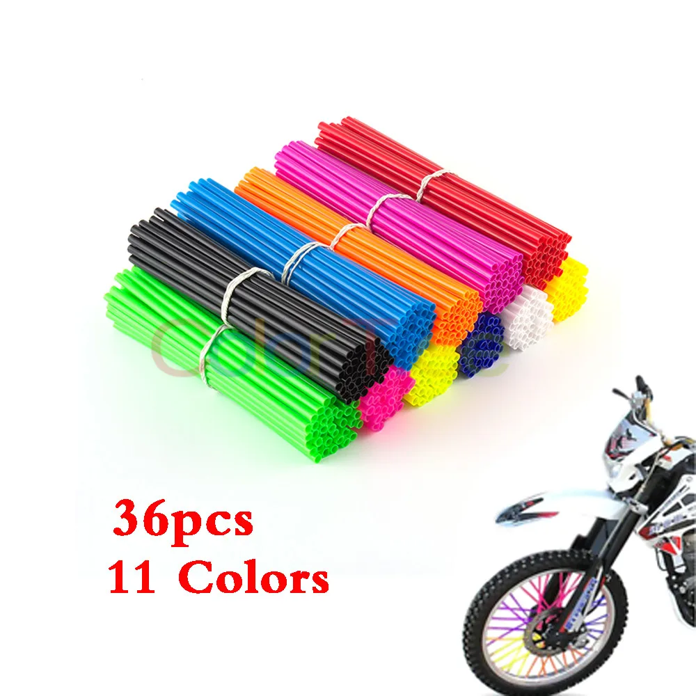 36pcs Universal Wheel Spoke Protector Motocross Rims Skins Off Road Motorcycle Guard Wraps Kit Orange Motorcycle Spoke Wraps