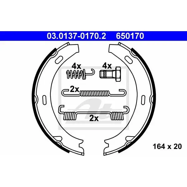 Колодки барабанные ручника\ MB W124 all/W201 all/W168 all ATE 03