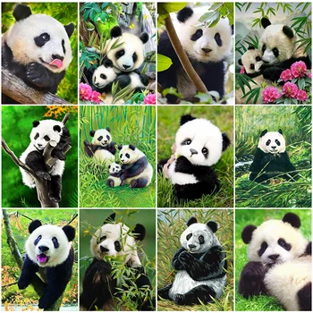 

HUACAN Full Square Diamond Painting 5D Panda New Arrival Embroidery Animal Mosaic Home Decor Diamond Art