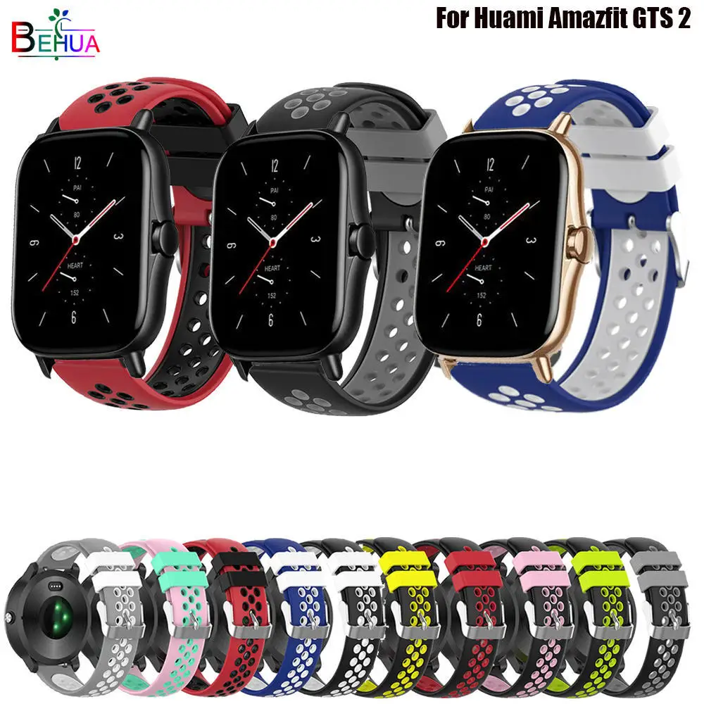 Ремешок BEHUA для Huami Amazfit GTS 2 силиконовый сменный Браслет наручных часов Huawei Honor Watch