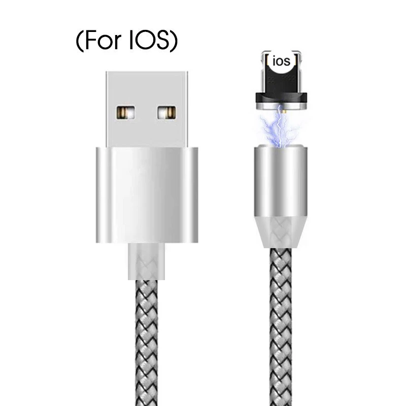 Магнитный USB кабель для быстрой зарядки usb type-C кабель для iPhone 11 XS Max 6 7 8 Plus IOS Магнитный зарядный кабель для Micro USB нейлон - Цвет: For IOS White