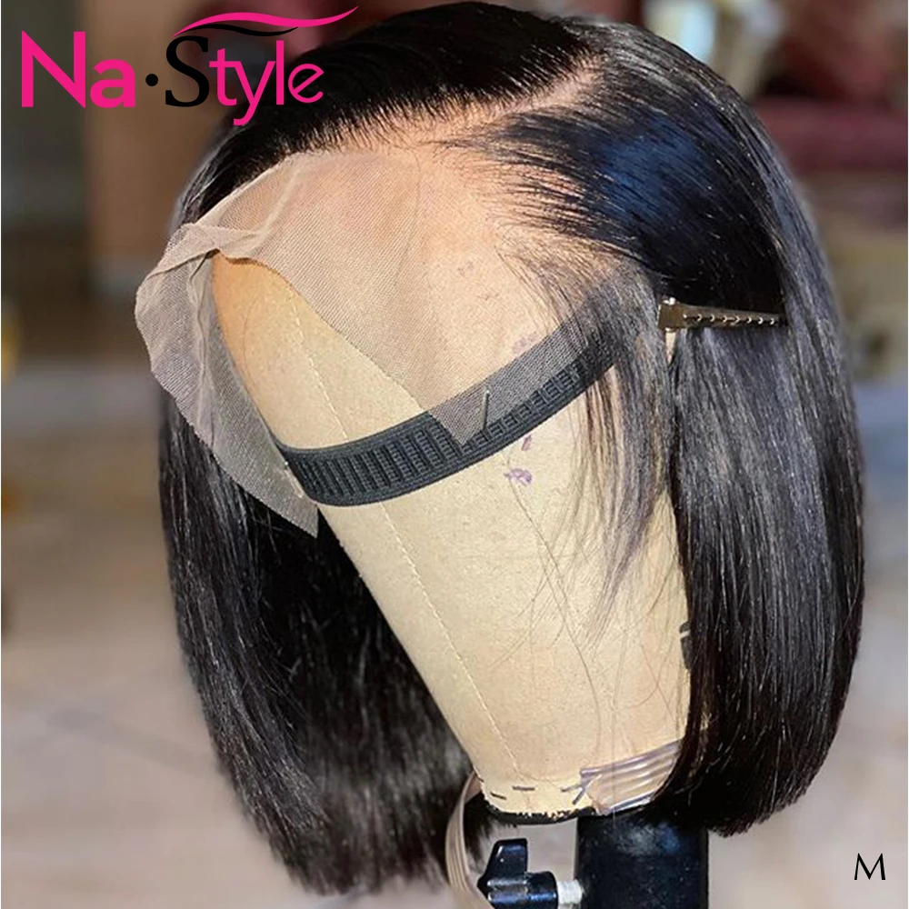 HD Transparent Lace Wigs For Black Women Fake Scalp Wig Human Hair Short Bob Pixie Cut Baby Pre Plucked 130 Remy | Шиньоны и парики