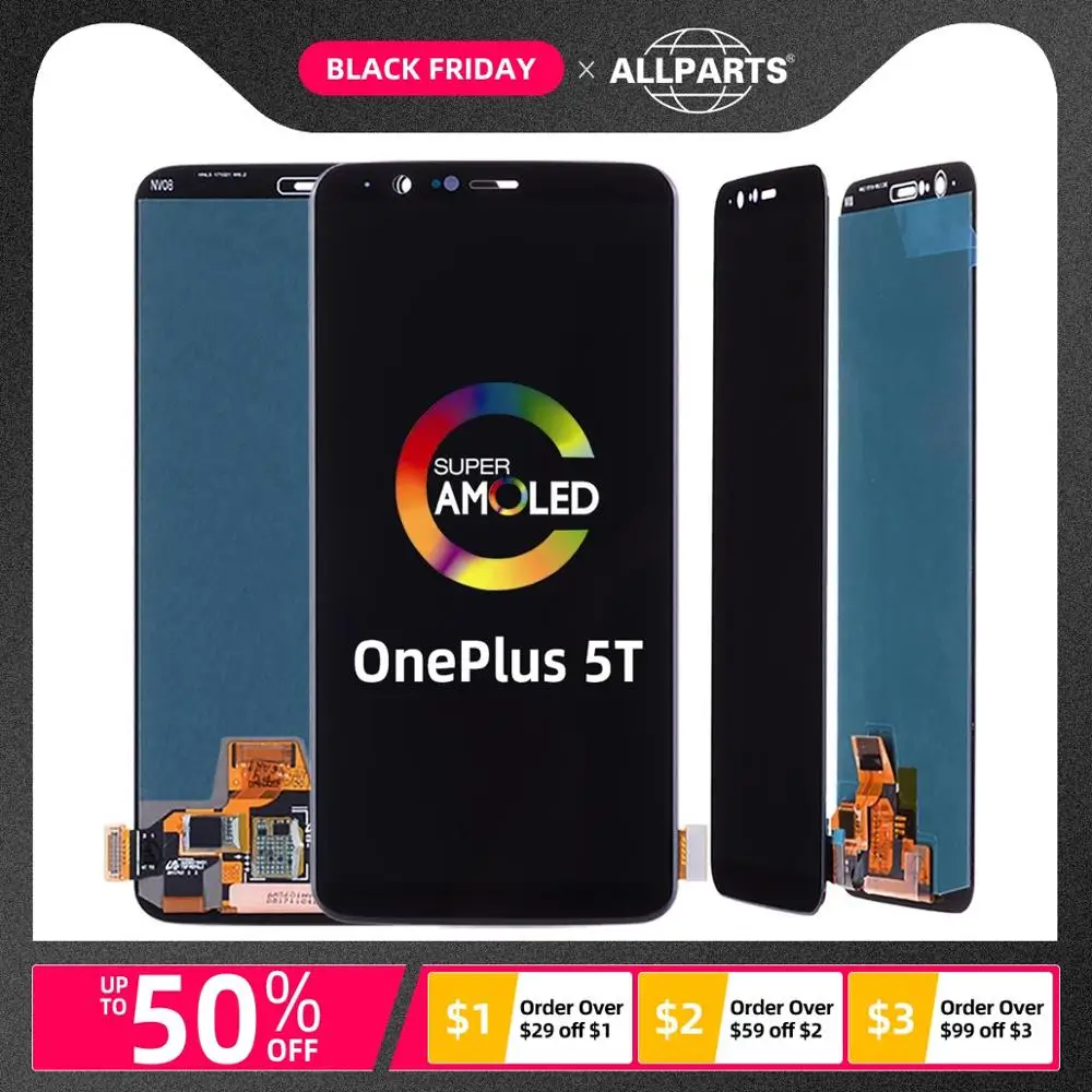 Amoled Дисплей для Oneplus 5T A5010 LCD в сборе с тачскрином Оригинал 6.01'' черный |