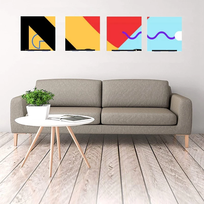 Disks Support Vinyl Wall 4 Pack Display Shelf Metal Frame Wall Mounted Holder Stand with Self Adhesive for Record Album