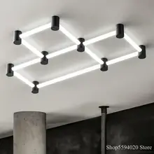 Lámpara de pared de Combinación libre nórdica, lámpara de techo Rectangular Simple y moderna Led para oficina, iluminación para el hogar, luces de pared DIY