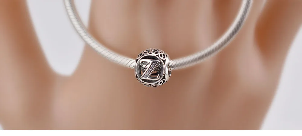 PDB ZZ 56 925 Sterling Silver Bracelet Charm Bracelet 925 silver 26 letters original Charm Beads