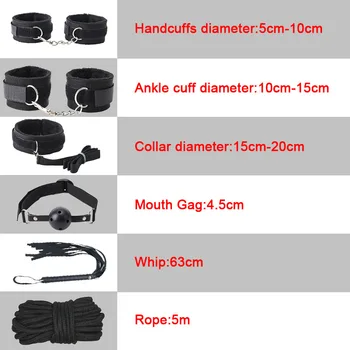 Bondage SM BDSM Set Adults Sex Toys For Women Men Handcuffs Nipple Clamps Whip Spanking Sex Metal Anal Plug Vibrator Butt Bdsm 3