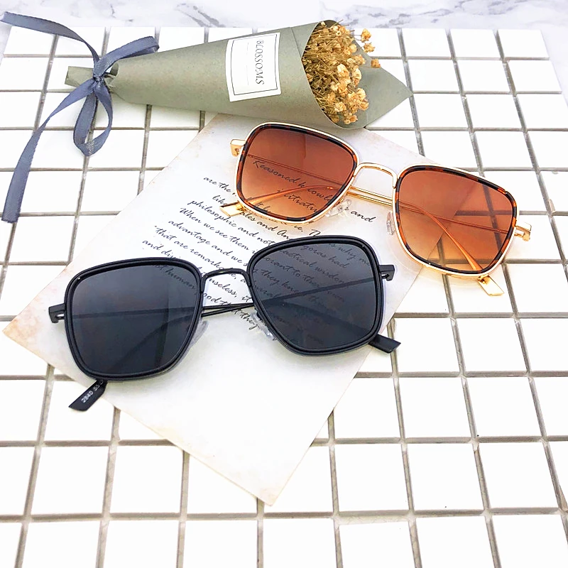 Square Sunglasses Men Luxury Brand Metal Retro Steampunk Gradient Sun Glasses for Men Women Shades Kabir Singh Sunglasses 2020