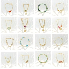 Christmas Bracelets for Natural Stone Shell Jewelry Minimalist Girls Gift Bracelets Bangles Statement boho Gold- chain Butterfly