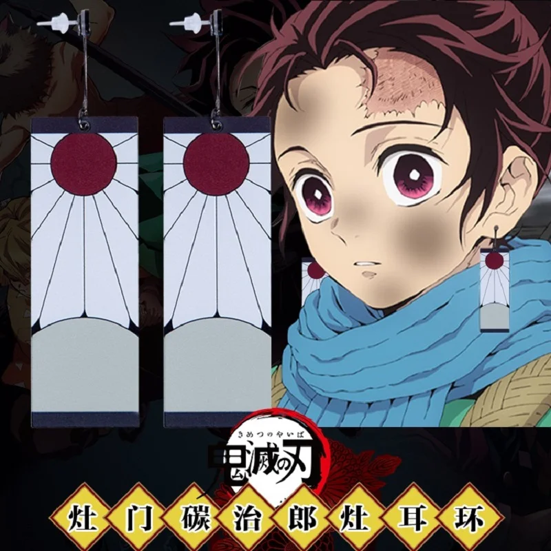 1 пара аксессуар для косплея Kimetsu no Yaiba японское аниме Kamado Tanjirou клипсы серьги