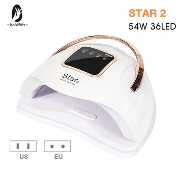 

54W STAR 2 Portable Nail Dryer LCD Display 36 LED Dryer Nail Lamp UV LED Lamp for Curing Gel Polish Auto Sensing Lamp For Nails
