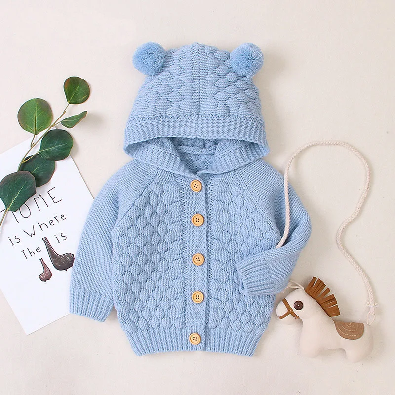 Spring Kids Girls knitting Cardigan Cartoon Bear Baby Girls Cotton Knitted Girl Sweaters Boy Clothes