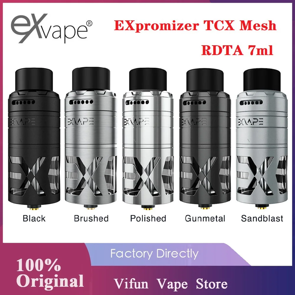 Оригинальный Exvape EXpromizer TCX Mesh RDTA Tank 7 мл большой емкости Vape атомайзер 510 нитей