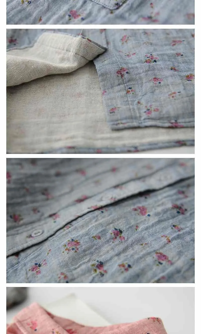 Solta de Manga Estampada de Algodão para Meninas com Gola Camisa Longa Feminina Blusa Peter Pan Mori 10 estampada de algodão para meninas com gola peter pan mori