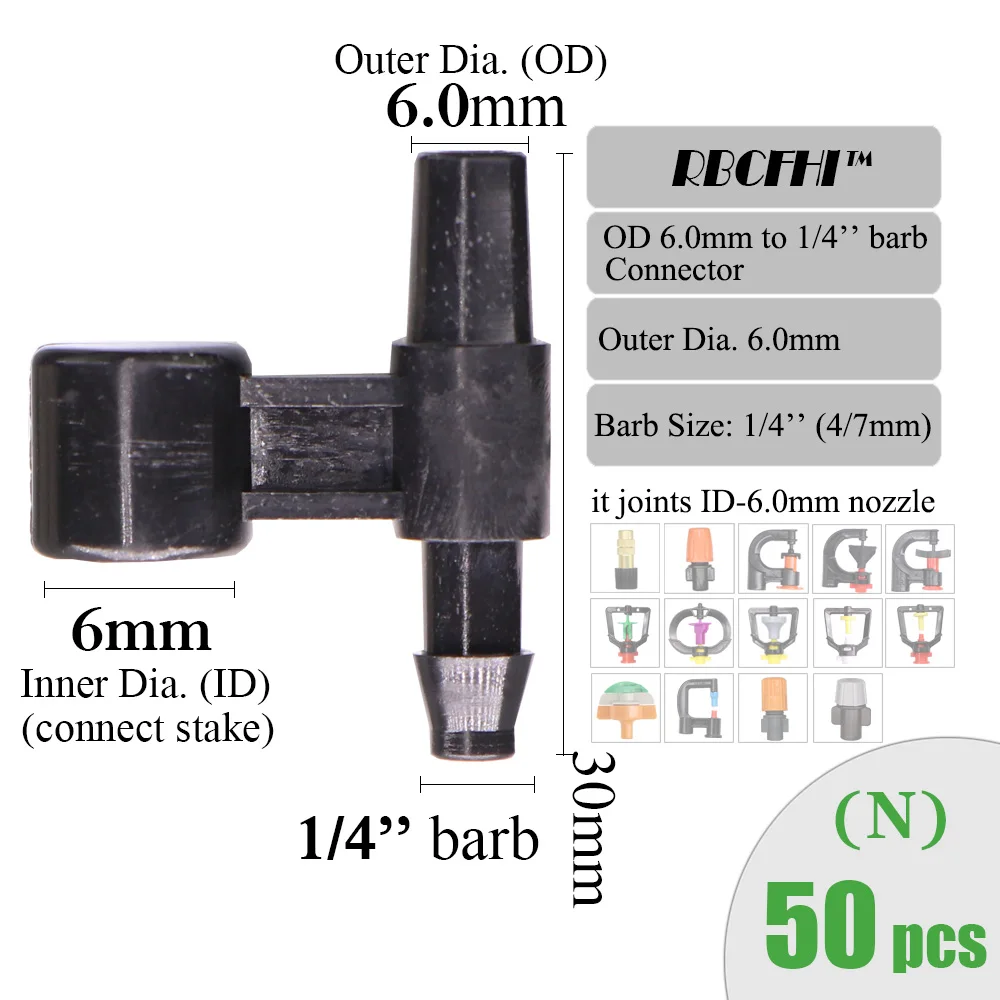 Connectors Micro Nozzles Sprinklers Irrigation Watering Coupling Adapter Stakes for Garden ID/OD-6.0/7.5mm