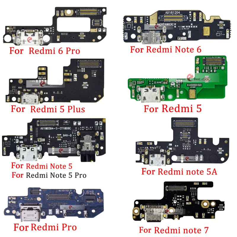 

1pcs Charging Connector charging Port Dock Board With Mic Flex Cable For XiaoMi Redmi Note 7 6 5 Pro Plus 6A