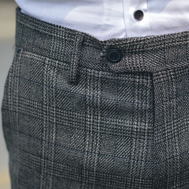 Хорошие мужские тонкие повседневные брюки, мужские брюки, высококлассные брендовые модные бутиковые клетчатые повседневные деловые брюки/Британский Повседневный