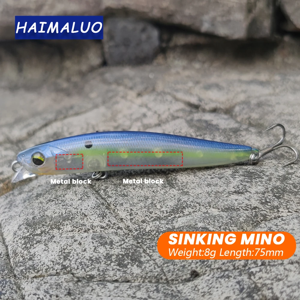 HAIMALUO Suspending Minnow Fishing Lure 84mm 15g Long Casting Pike 2hooks  Hard Bait Crank Bait Wobbler Jerkbait Rockfishing