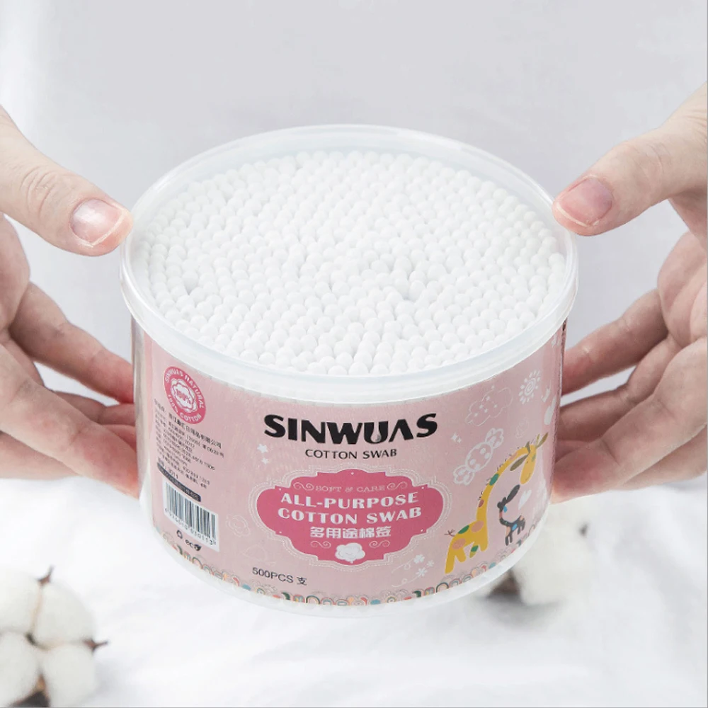 500 Pcs Double Head Cotton Swab Women Makeup Cotton Buds Tip For Medical Wood Sticks Nose Ears Cleaning Health Care Tools