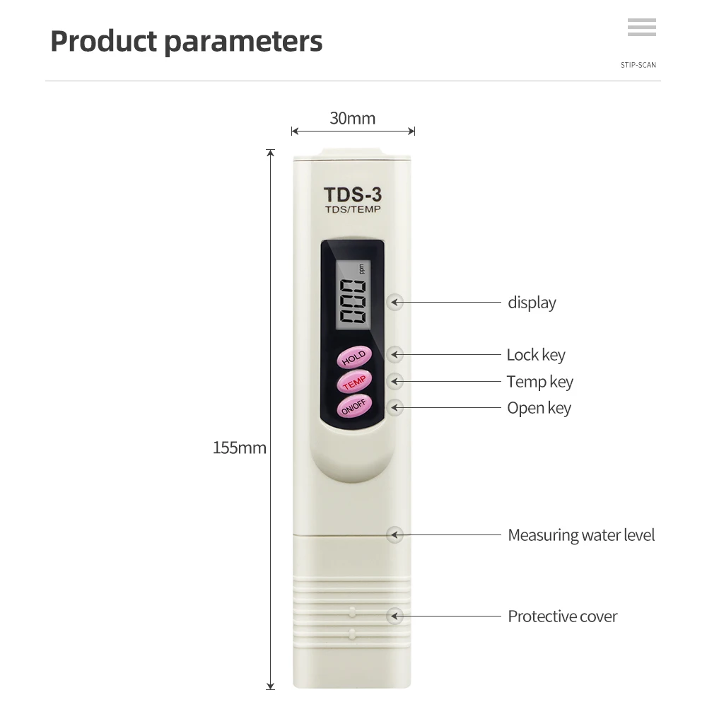 AquaLutio Digital TDS Meter 0-9999 PPM Temp Pen Design For Hydroponics Aquariums