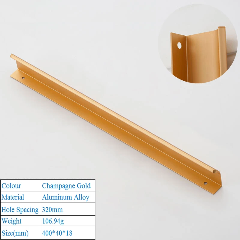 Gold 6814-320mm Современная простая американская черная ручка на дверь шкафа большие товары для дома высококачественный алюминиевый сплав кухонный шкаф ручки для межкомнатных дверей - Цвет: Gold 6814-320mm