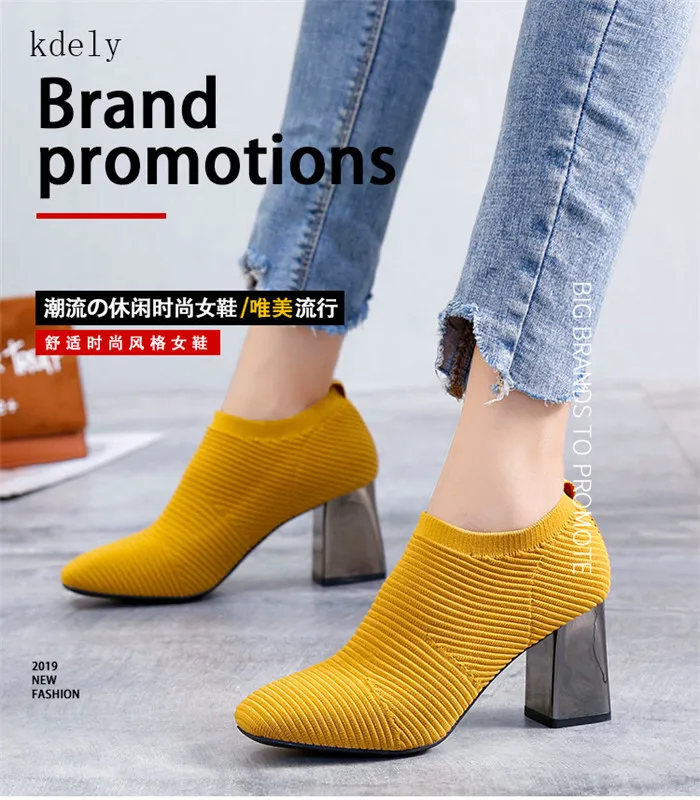 

Hot sell SHUJIN European Pointed Toe Girl Boots Flock Solid Woman Solid Boots Boots Autumn Winter 2019 New High-heeled Shoes