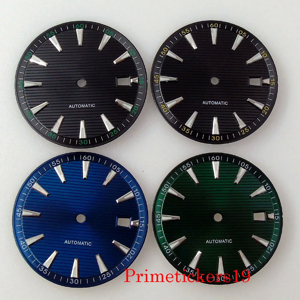 

Fit NH35 NH36 Automatic Movement Sterile Men Watch Dial With Date Window Green Luminous Wristwatch Parts